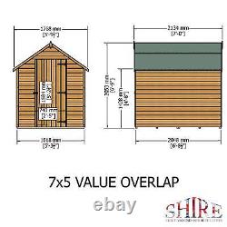 Overlap 7x5 SD Economy Garden Storage Outdoor Wooden Shed