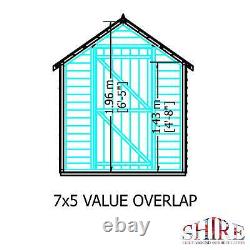 Overlap 7x5 SD Economy Garden Storage Outdoor Wooden Shed