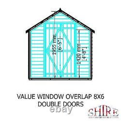 Overlap 8x6 SD Economy with Window Garden Storage Outdoor Wooden Shed