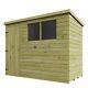 PRESSURE TREATED T&G WOODEN SHIPLAP 8 x 6 GARDEN PENT SHED With 2 WINDOWS RIGHT