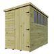 PRESSURE TREATED WOODEN T&G SHIPLAP 6 x 6 GARDEN PENT SHED 4 WINDOWS HIGH SIDE