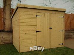 Pent Garden Shed 7x3 Shiplap Pressure Treated Tanalised Double Door Right