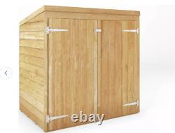 Pre-owned? Large Used Double Door Wooden Garden Patio Wheelie Bin Storage Shed