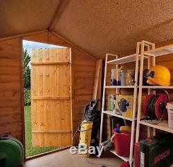Premium Garden Shed 8x6FT Wooden Outdoor Storage Unit Gabled Roof Windows Door