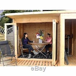 Premium Garden Summerhouse 10 x 8FT Storage Shed Log Cabin Doors Windows Wooden