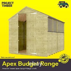 Pressure Treated Apex Windowed Wooden Garden Budget Shed with 11mm T&G Floor