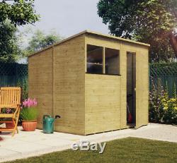Pressure Treated Pent Windowed Wooden Garden Shed 9mm Tongue & Groove Cladding