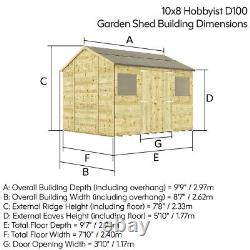 Project Timber Pressure Treated Reverse Apex Fixed Windowed Wooden Garden Shed