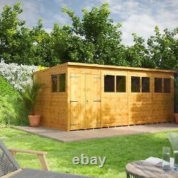 Shed Power Pent Garden Sheds Wooden Workshop Sizes 16x4 to 20x8