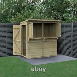 Shiplap PTR 6x3 Pent Wooden Garden Bar Shed with Shutters & Solid T&G Floor