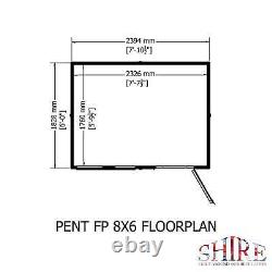 Shire Pent 8x6 12mm interlock Clad wooden Shed