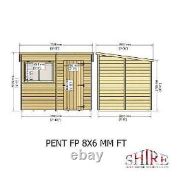 Shire Pent 8x6 12mm interlock Clad wooden Shed