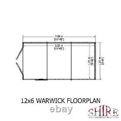 Shire Warwick Double Door 12x6 12mm interlock Clad wooden Shed