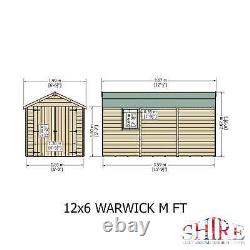 Shire Warwick Double Door 12x6 12mm interlock Clad wooden Shed