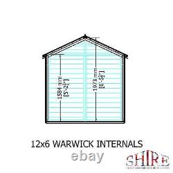 Shire Warwick Double Door 12x6 12mm interlock Clad wooden Shed