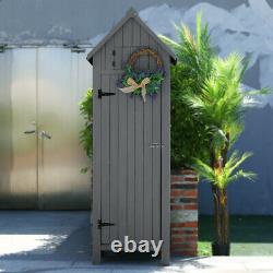 Small Garden Shed Slim Compact Wooden Outdoor Tool Storage Cabinet Lockable Door