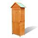 Small Garden Storage Wooden Tool Shed Utility Cabinet Brown 79x49x190 cm