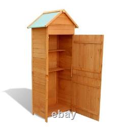 Small Garden Storage Wooden Tool Shed Utility Cabinet Brown 79x49x190 cm