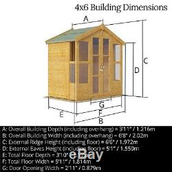 Stylish Sturdy Traditional Garden Summer House Patio Outdoor Wooden Shed 4 x 6