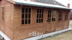 Summer House Garden Room Man Cave 25x10ft Workshop Shed free fitting