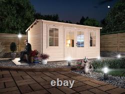 Summer House Log Cabin Garden Workshop Shed 45mm Thick Walls Lantera 4.5mx3.5m