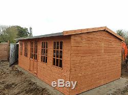 Summer House Shed Man Cave Garden Room 16x8ft Wooden Building free fitting