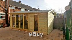 Summerhouse Reverse Apex Contemporary Shed Garden Office Heavy Duty Tanalised