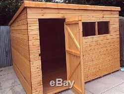T&G PENT GARDEN STORAGE SHED QUALITY SHIPLAP TIMBER FULLY ASSEMBLED 8x8 FT NEW