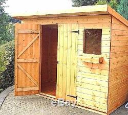 T&G PENT GARDEN STORAGE SHED QUALITY SHIP LAP TIMBER, FULLY ASSEMBLED 10x8 FT