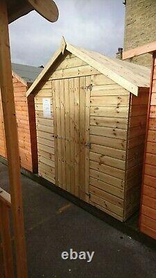 Tanalised Wooden Garden Shed 8x6 Apex Pinelap Hut Factory Seconds Item. T&G