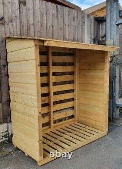 Tanalised Wooden Log Store Wood Firewood Outdoor Garden Storage Logs Shed Heavy