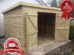 Timber Tanalised Wooden Garden Shed FACTORY SECONDS Pent Treated Double Doors