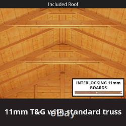 Tongue & Groove Wooden Workshop Garden Shed Double Door Apex Roof & Felt Premium