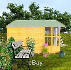 Traditional Garden Wooden LARGE Summer House Shed Cabin Overhang T&G 10x10 Patio