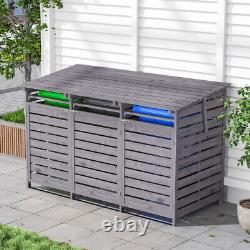 Triple 240L Wheelie Bin Store Wooden Waste Bins Storage Hide Shed Outdoor Garden