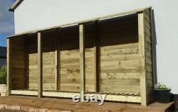 Triple Bay 6ft Wooden Outdoor Log Store, Fire Wood Storage Shed Clearance