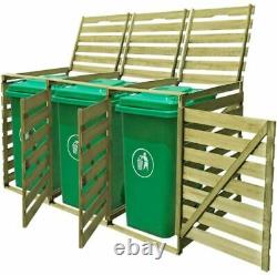 Triple Wheelie Bin Wooden Storage Shed Gardage Bins Lid Garden Outdoor Rubbish
