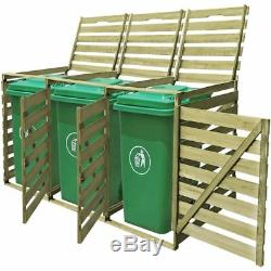 Triple Wheelie Bin Wooden Storage Shed Gardage Bins Lid Garden Outdoor Rubbish