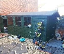 Used wooden GARDEN SHED 3.89m x 2m. Electrics. New malthoid roof. Needs Repaint
