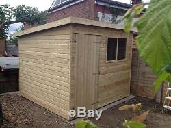 WOODEN GARDEN SHED 10X6 PRESSURE TREATED TONGUE AND GROOVE PENT SHED