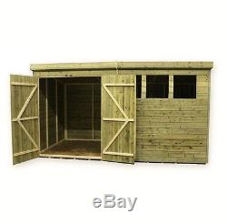 WOODEN GARDEN SHED 10X7 12X7 14X7 PRESSURE TREATED TONGUE AND GROOVE PENT SHED