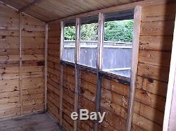 WOODEN GARDEN SHED 10 X 8 APEX FELTED ROOF, 3 GLASS WINDOWS