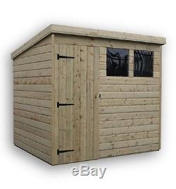 Wooden Garden Shed 7x7 Shiplap Pent Shed Tanalised Pressure Treated Door Left