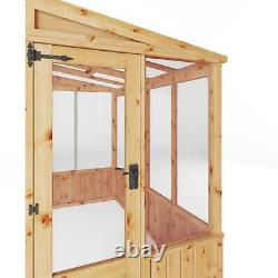 WOODEN LEAN TO GREENHOUSE GARDEN SHED PENT TIMBER POTTING SHEDS PENT 8FT 4FT 8x4