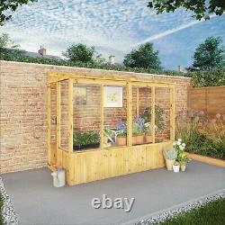 WOODEN LEAN TO GREENHOUSE GARDEN SHED PENT TIMBER POTTING SHEDS PENT 8FT 4FT 8x4