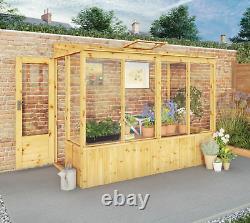 WOODEN LEAN TO GREENHOUSE GARDEN SHED PENT TIMBER POTTING SHEDS PENT 8FT 4FT 8x4