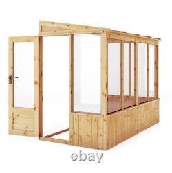 WOODEN LEAN TO GREENHOUSE GARDEN SHED PENT TIMBER POTTING SHEDS PENT 8FT 4FT 8x4