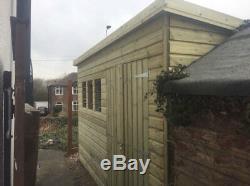 WOODEN SUMMERHOUSE GARDEN SHED PENT FULLY INSULATED T&G ROOF RED PLY BOARD 12x8