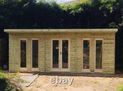 WOODEN SUMMERHOUSE GARDEN WORKSHOP STUDIO SHED CONTEMPORARY WITH CANOPY 20x10FT