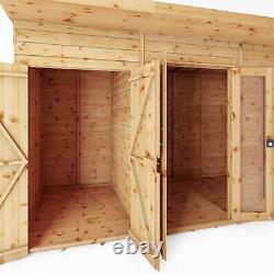 Waltons 12' x 6' Wooden Tongue & Groove Pent Garden Summerhouse with Side Shed